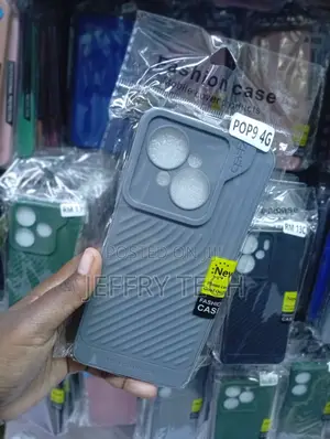 Tecno Pop 9 4g Grey, Striped Silicone Back Cover