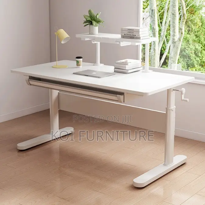 Office Desk; Manual Adjustable Height White Prodctives Desk