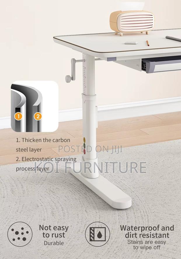 Office Desk; Manual Adjustable Height White Prodctives Desk - thumbnail 4