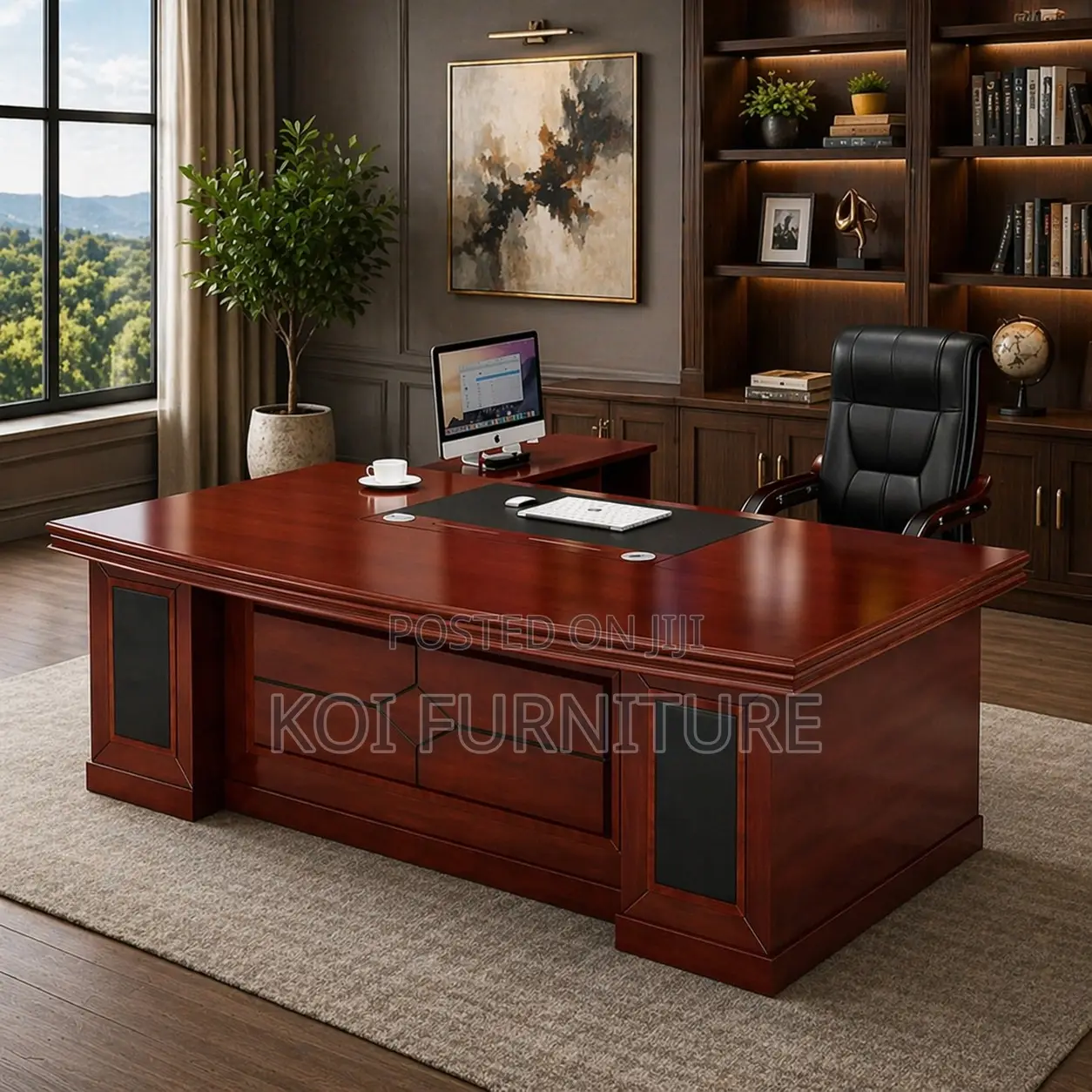 Office Desk; 1.8 Meters Mahogany Executive Premium Office Desk