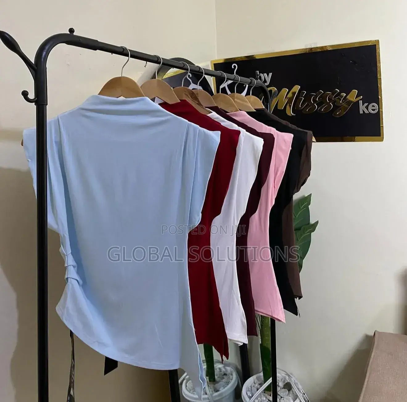 Fancy Cotton Tops With a High Neckline and Short Sleeves