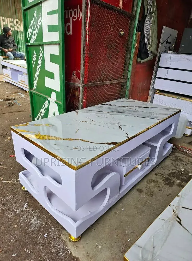 Coffee Table White 2by 4 Feet Flower We With a Drawer