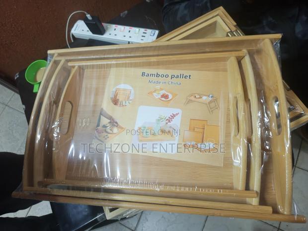 3 Pieces High Quality Gold Handle Heavy Bamboo Serving Plate
