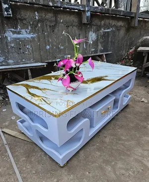 Luxury White Table With Marble Top Golden a Drawer