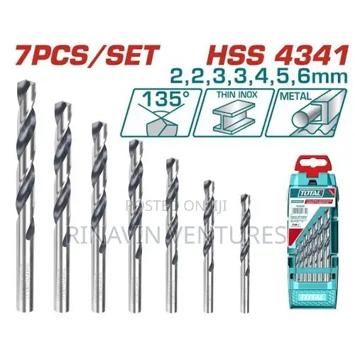 Total HSS Twist Drill Bits Set 7pcs