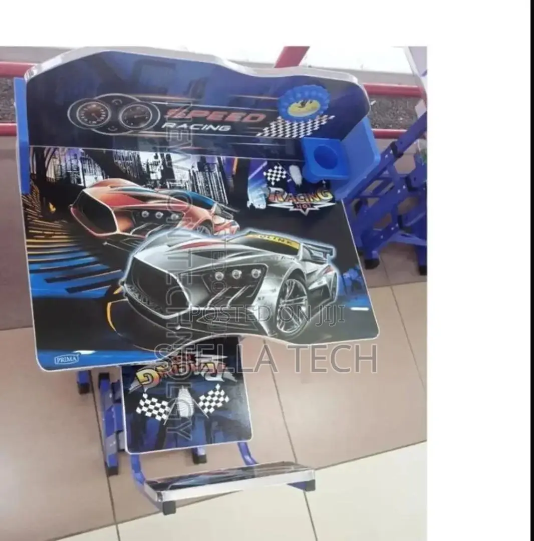 Adjustable Blue Executive Racing Car Kids Study Table Desk