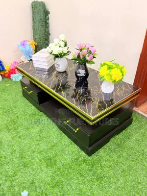 Coffee Table Black 2by 4 Feet Marble Top Black