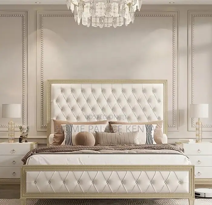 King Size Bed: King Bed With Carved High Back Headboard