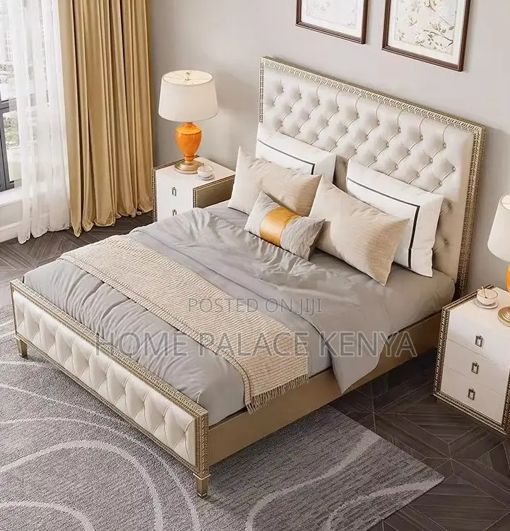 King Size Bed: King Bed With Carved High Back Headboard