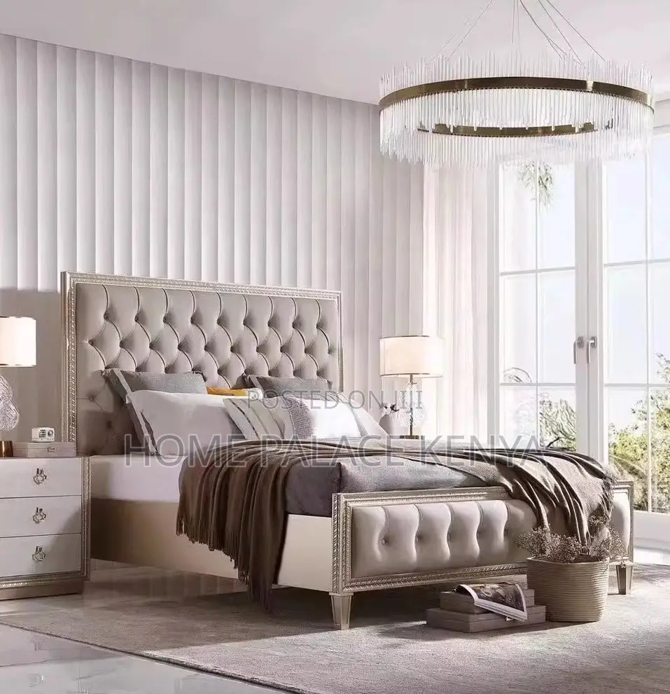 King Size Bed: King Bed With Carved High Back Headboard