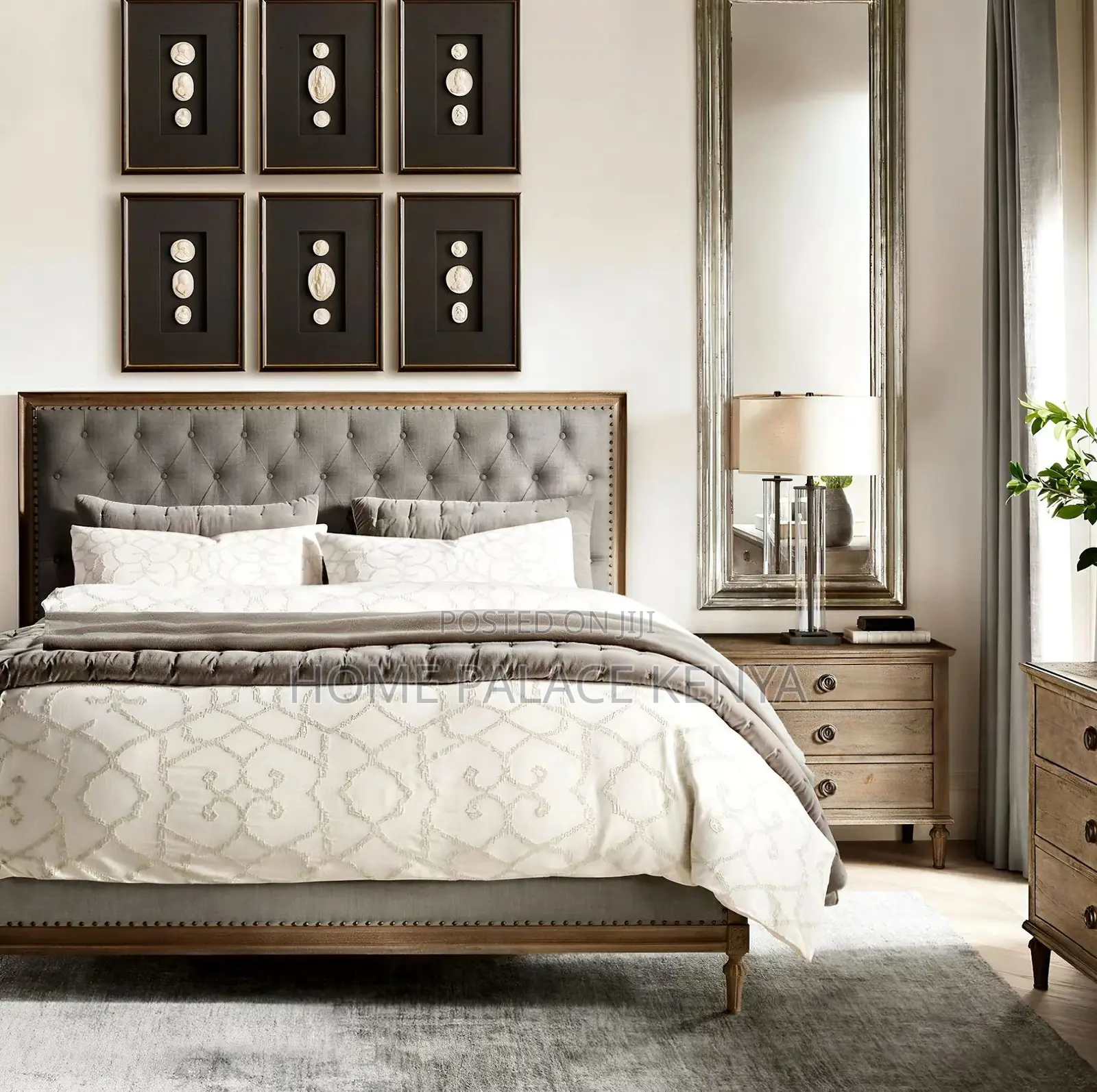 King Size Bed: King Bed With Carved High Back Headboard
