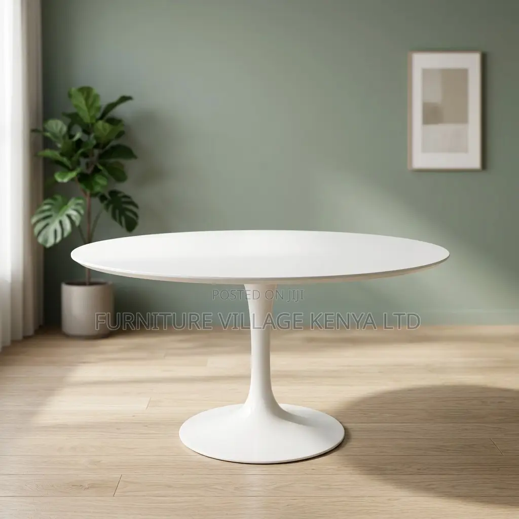 Round White Home Dining Table.