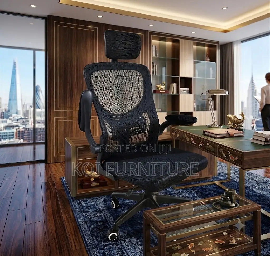 Office Chairs; Orthopedic Fabric Office Chair Featuring Flip Armrest