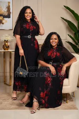 Black Pleated Maxi Dresses