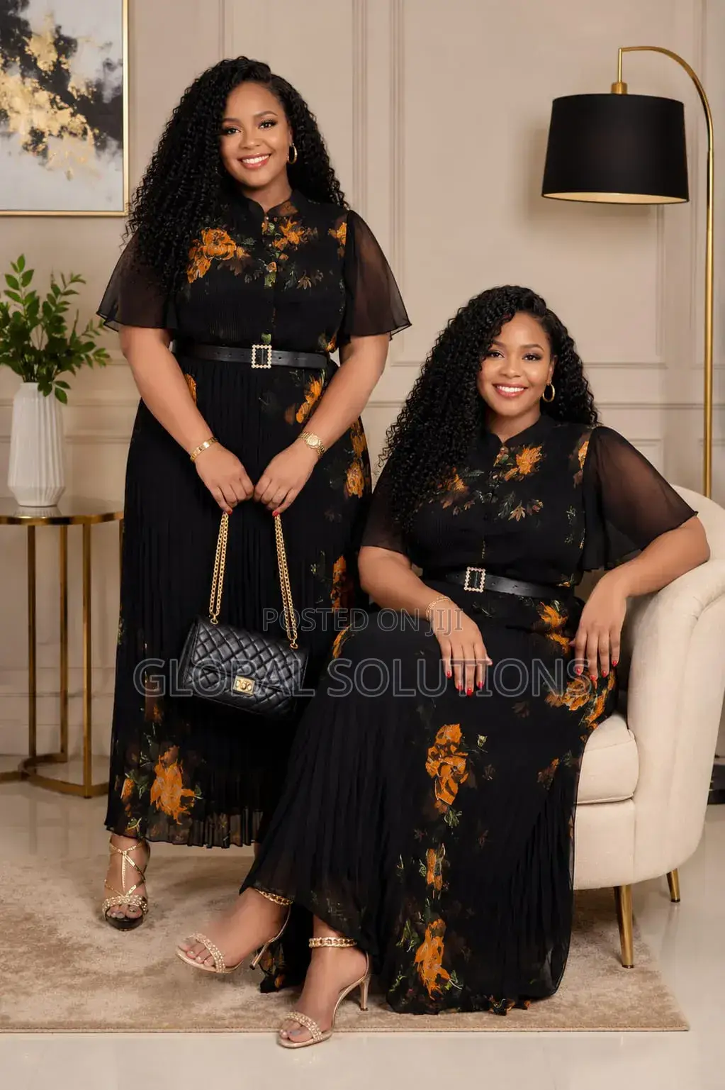 Black Pleated Maxi Dresses
