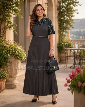 Elegant Long Pleated Dresses