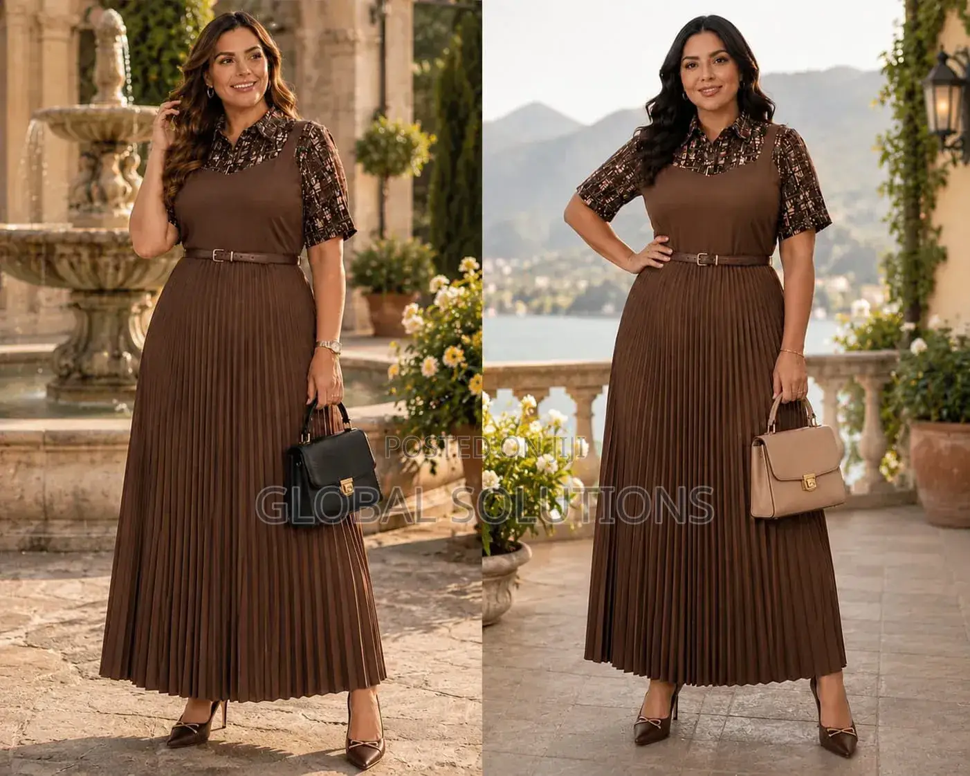 Elegant Long Pleated Dresses
