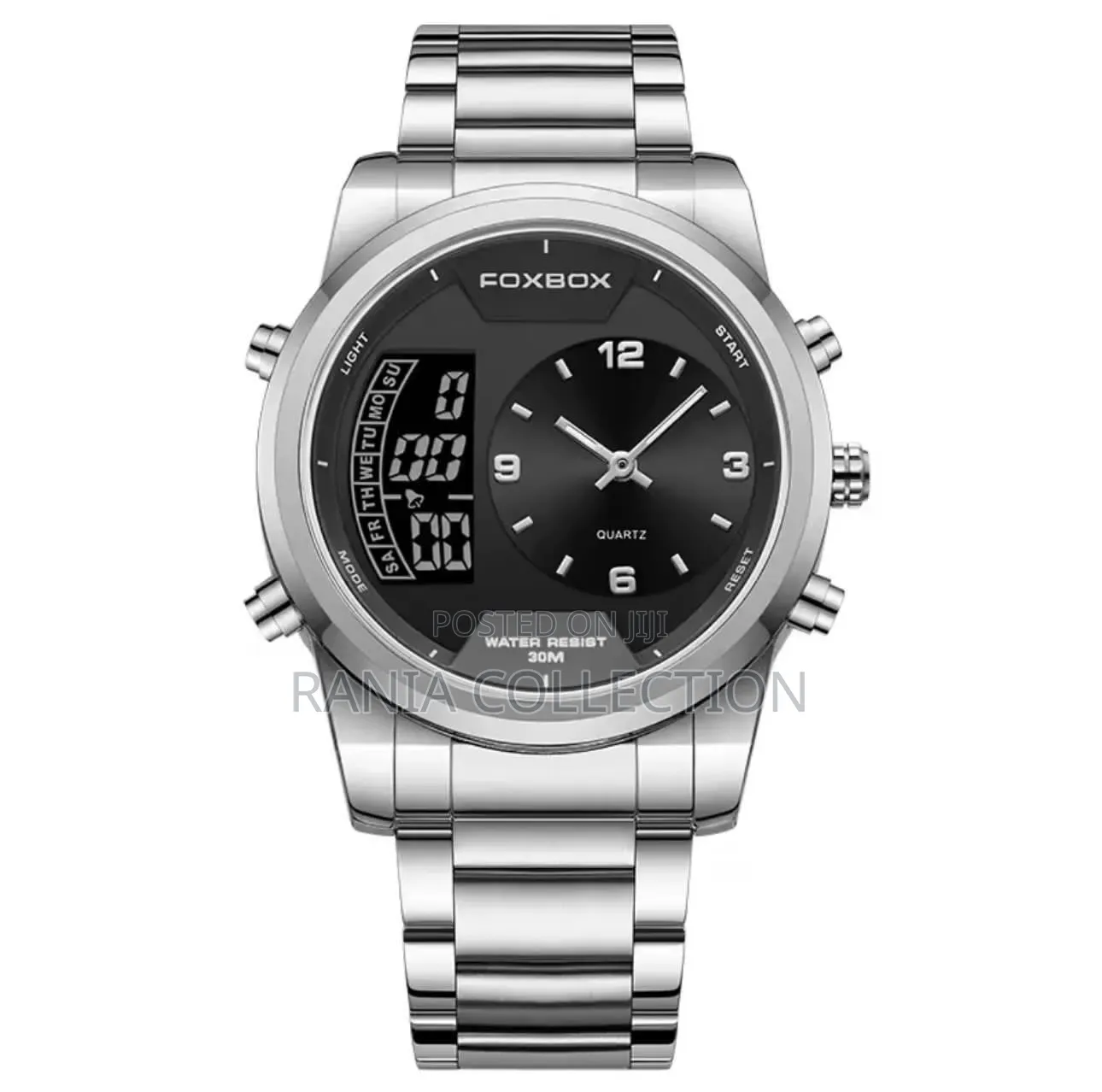 Silver Foxbox Dual Time Gents Watch