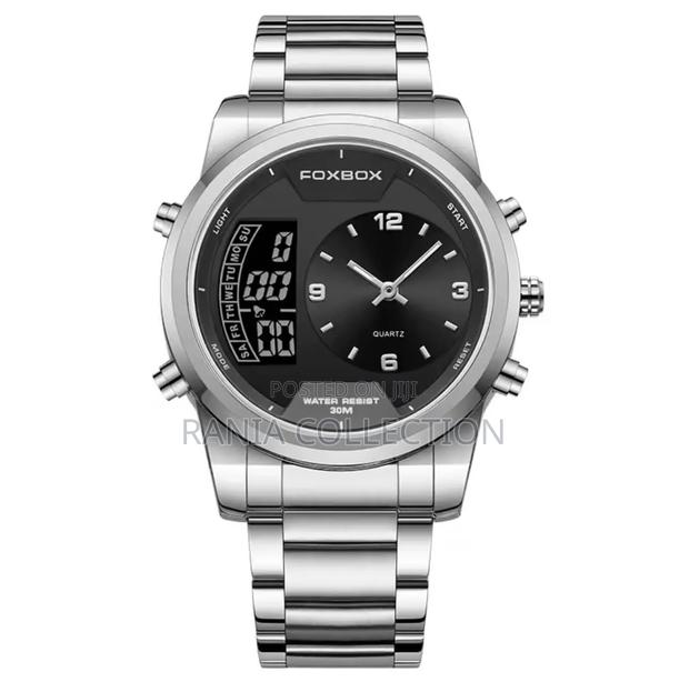 Silver Foxbox Dual Time Gents Watch - thumbnail 2