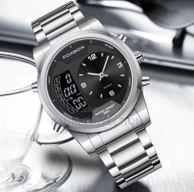 Silver Foxbox Dual Time Gents Watch - thumbnail 3
