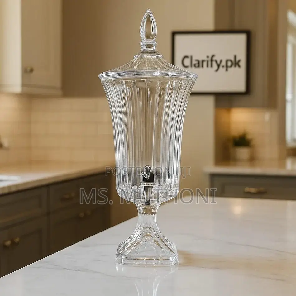 *5ltr Luxury Ribbed Crystal Glass Beverage Dispenser With Tap Lid