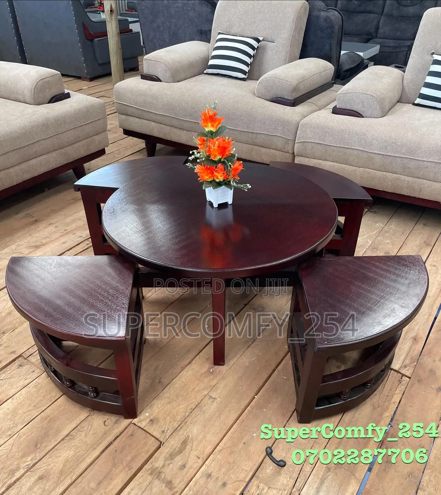Mahogany 4 in 1 Coffee Table Set