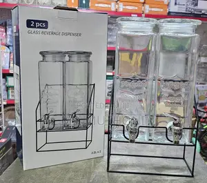 *Vintage Double Glass Drink Dispenser With Stand