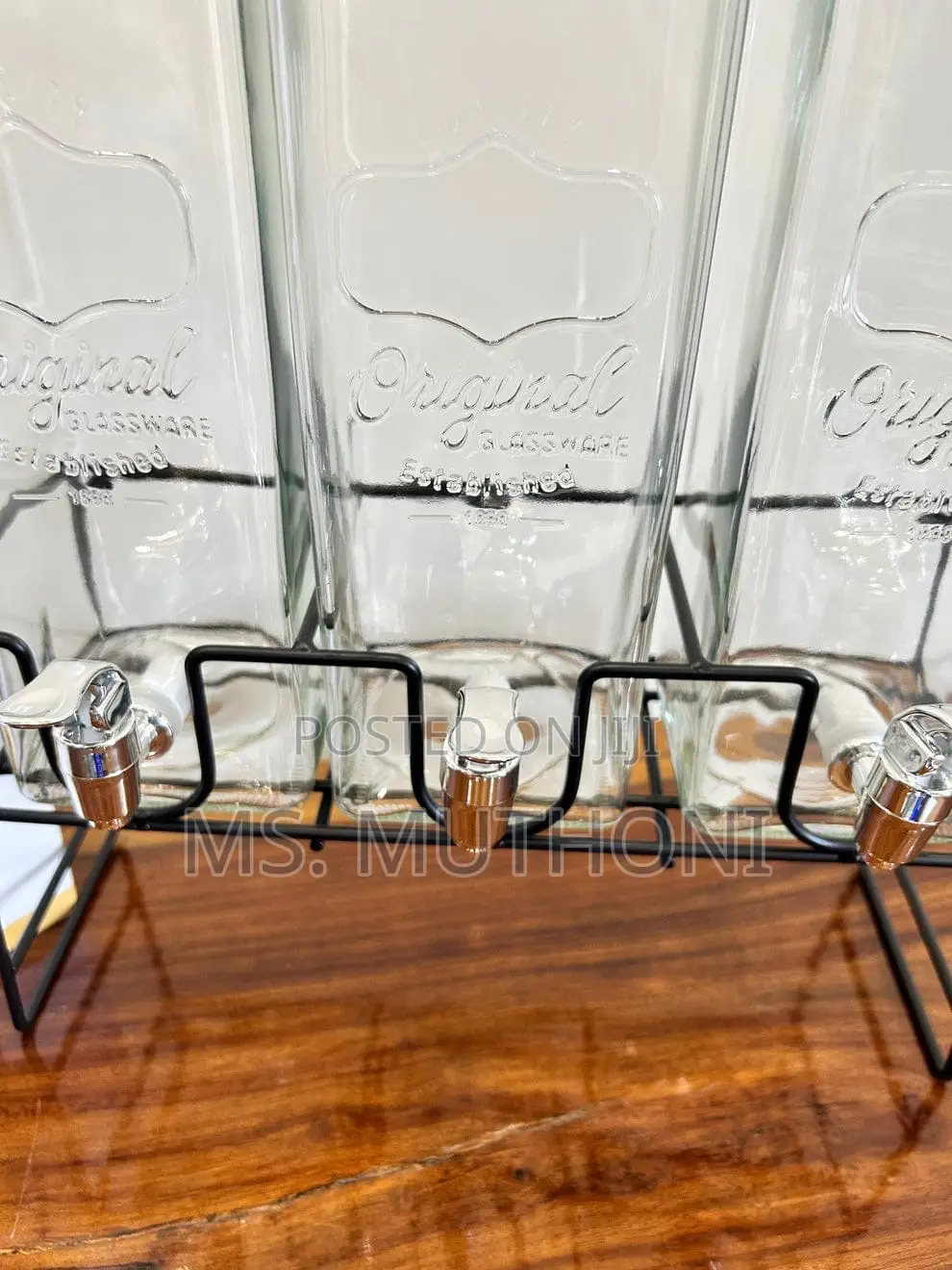 Vintage Triple Glass (2.2 L Each )Drink Dispenser With Stand