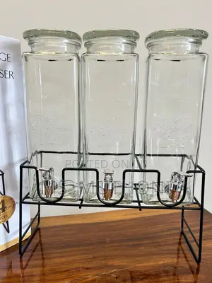 Vintage Triple Glass (2.2 L Each )Drink Dispenser With Stand
