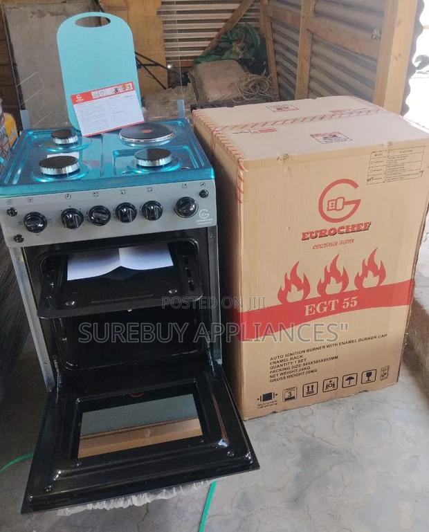 Eurochef 50x55 Cooker 3 Gas + 1 Electric Oven Light