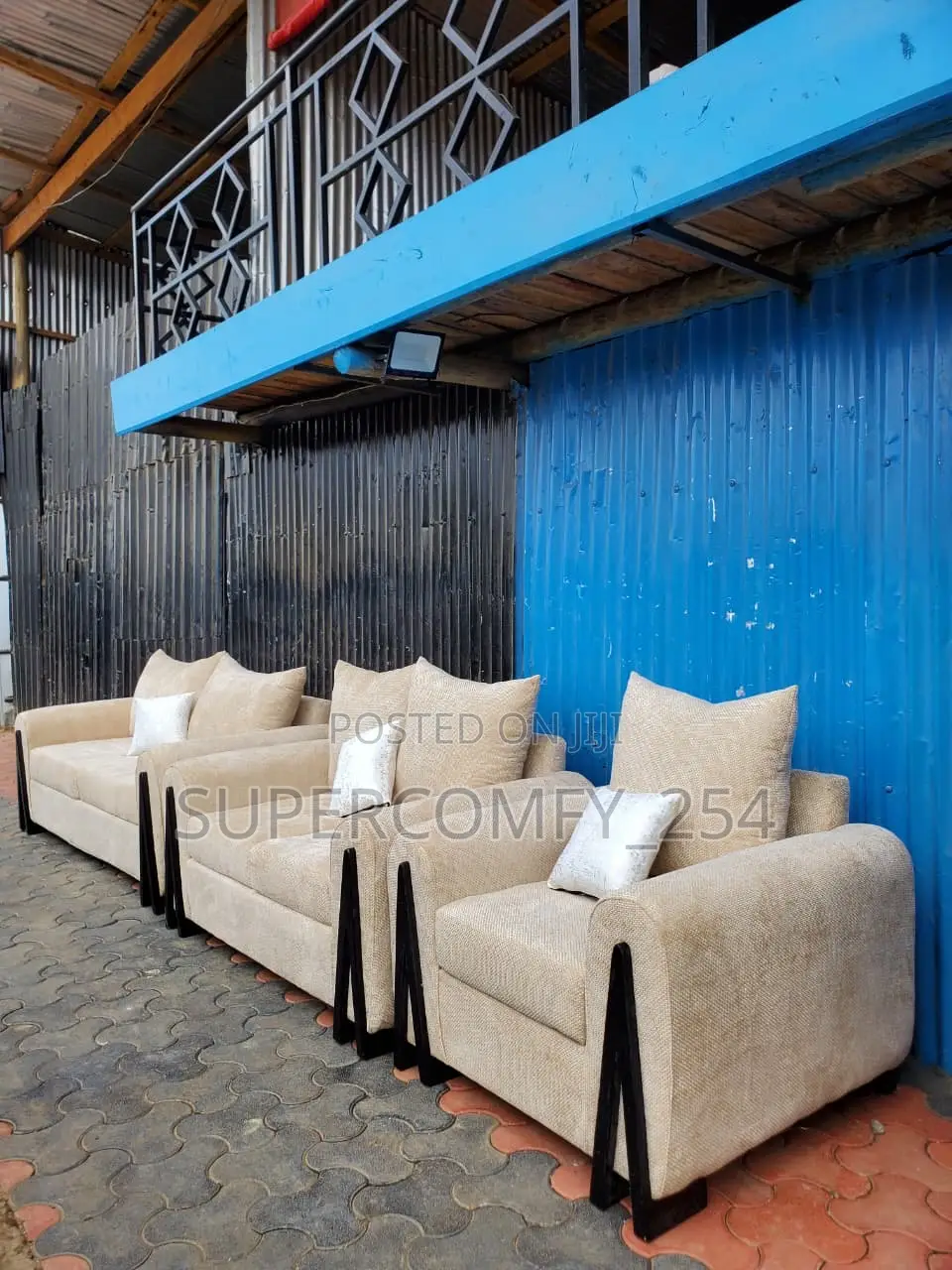 Wooden Detailed Modern Sofa