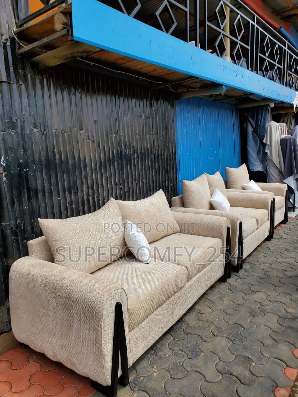 Wooden Detailed Modern Sofa