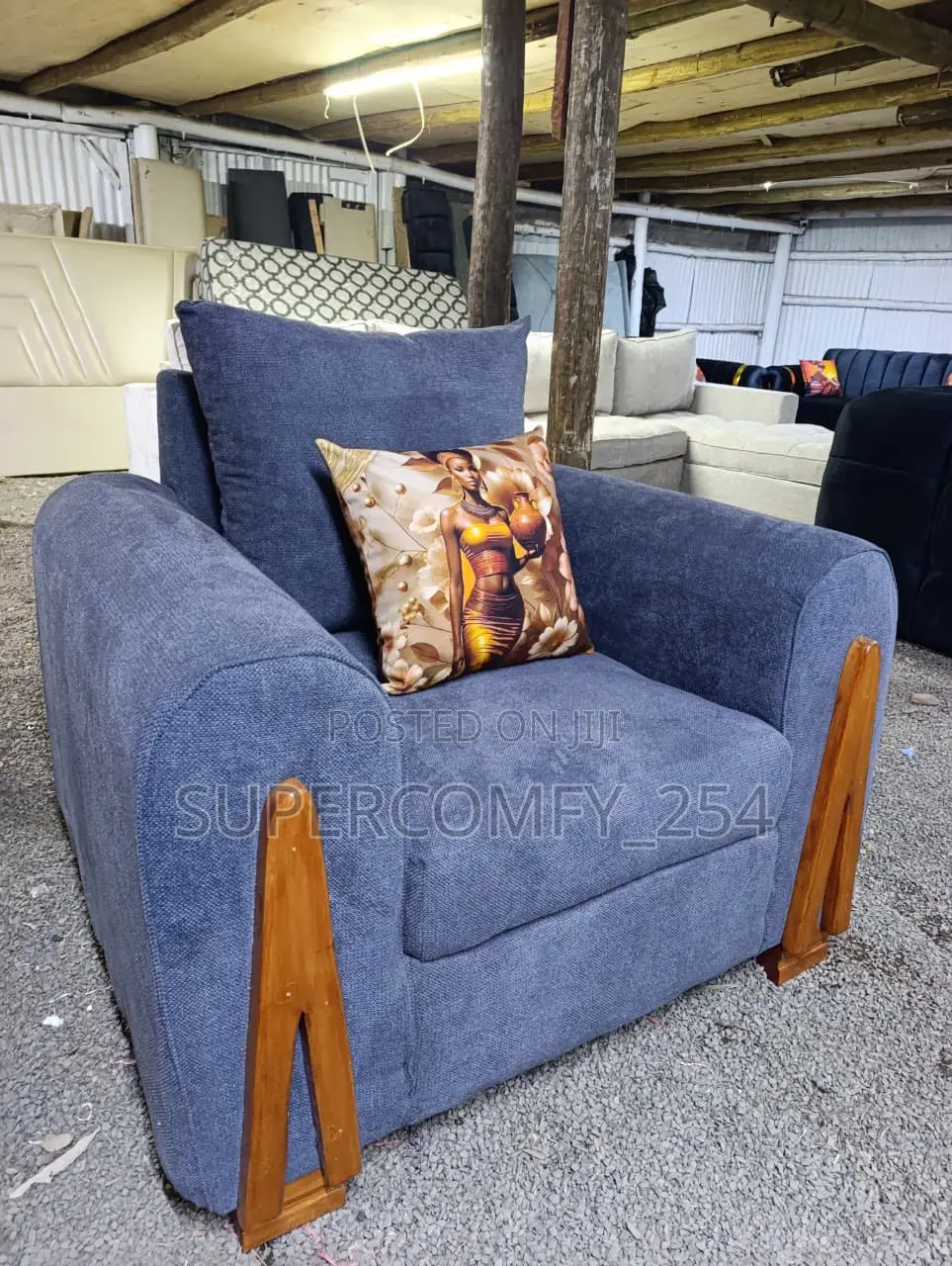 Wooden Detailed Modern Sofa