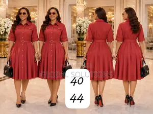 Elegant Belted a-Line Office Midi Dresses With Flap Pockets