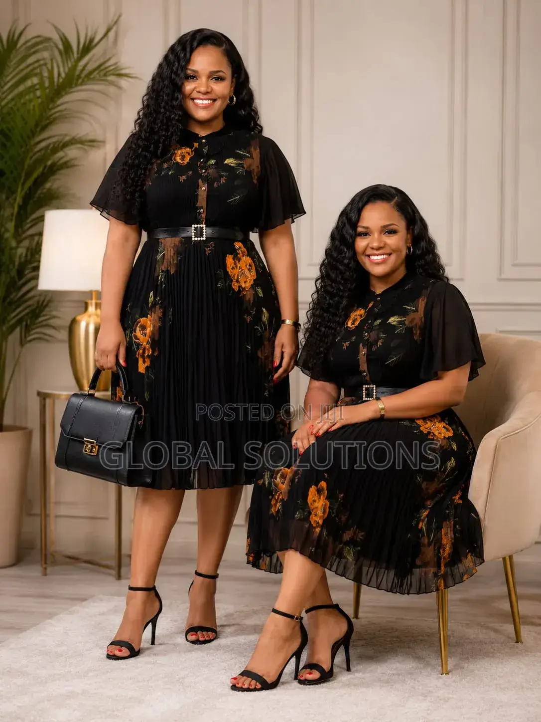 Floral Pattern Maxi Dresses Styled With a Belt