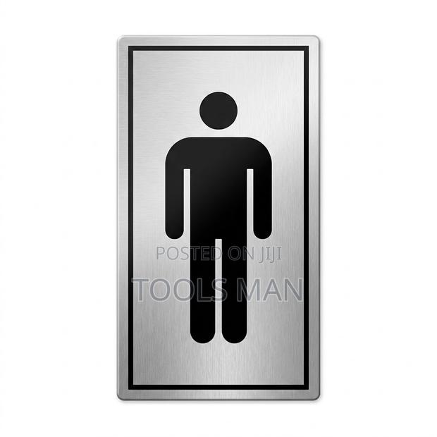 Gents Washroom Door Sign - Flexible Metal-Look Toilet Plaque