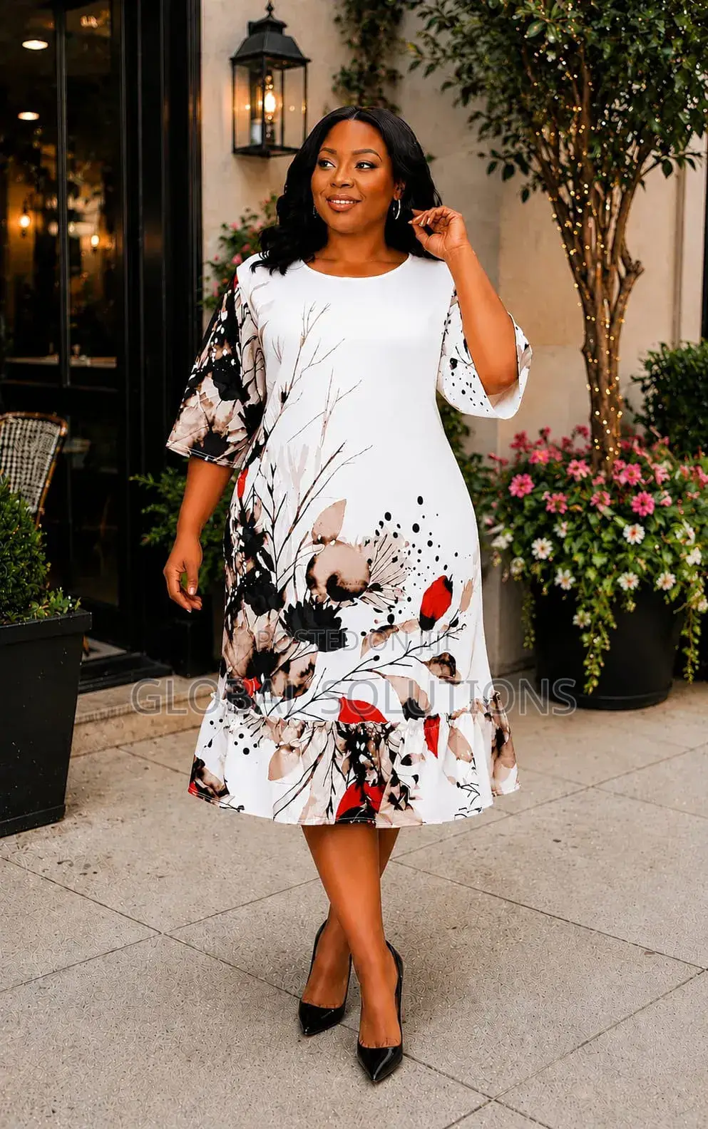 Elegant Shift Dresses Features a Vibrant Coloured Botanical Print