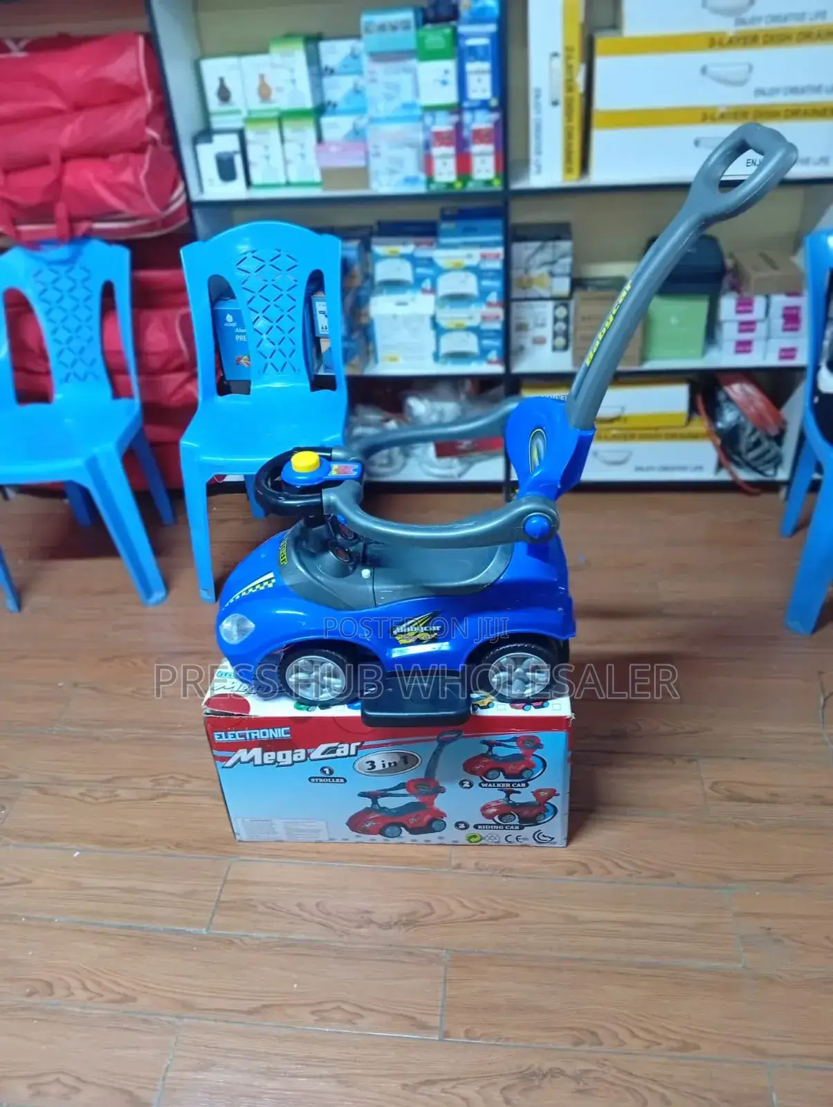 Babycar 3-in-1 Electronic Push Car With a Grey Steering Handle