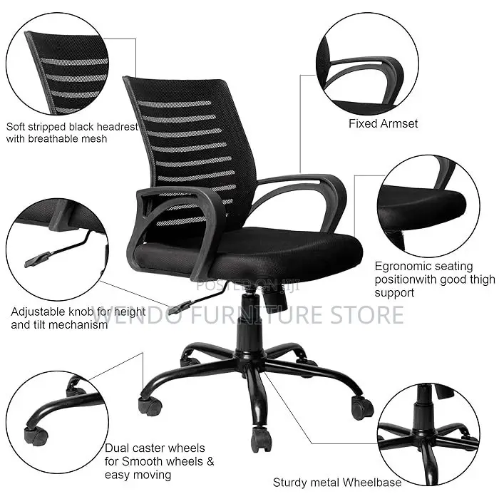 Office Chairs; Mesh Clerical Chair With Fixed Strong Armrest