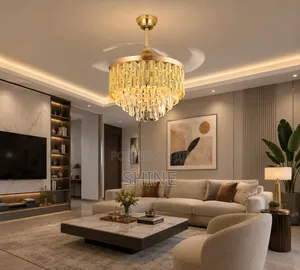 Modern French Luxury Chanderlier With Fan and Bluetooth
