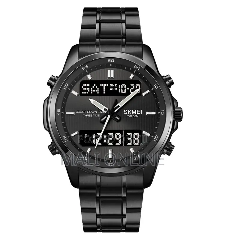 Stainless Steel Men’S Watch Dual Time Chronograph Alarm Skmei 2049
