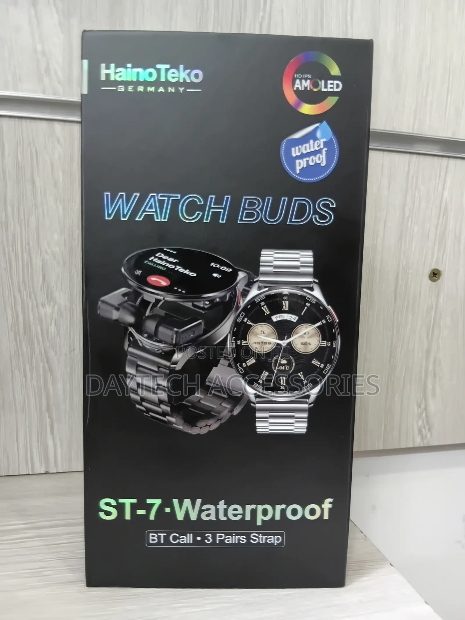 Haino Teko St-7 Waterproof Watch Buds With 3 Pair Straps - Black