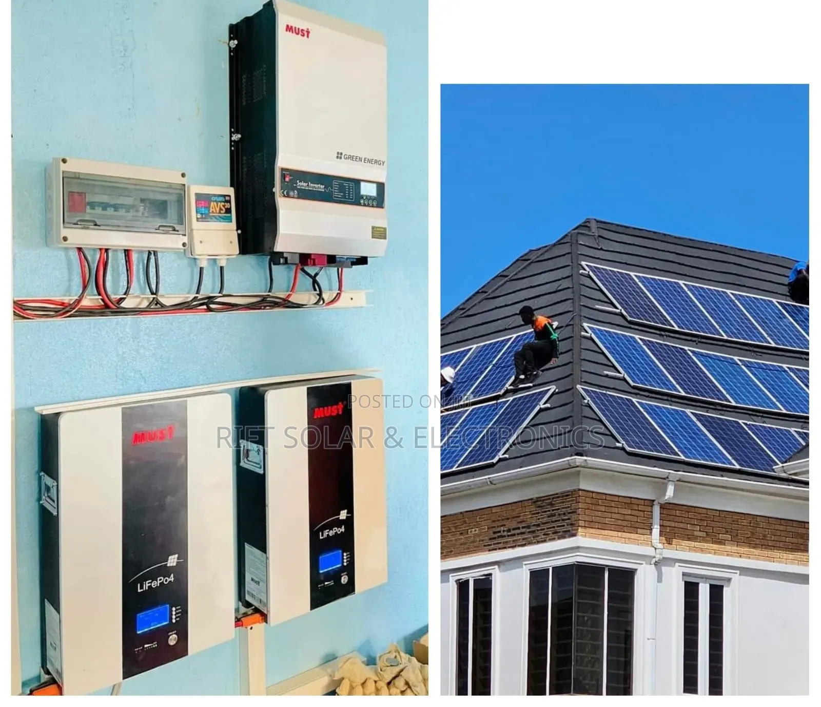 6kva Hybrid Inverter - (5)5.12kwh Lithium Battery - (8) 615w Solar Kit