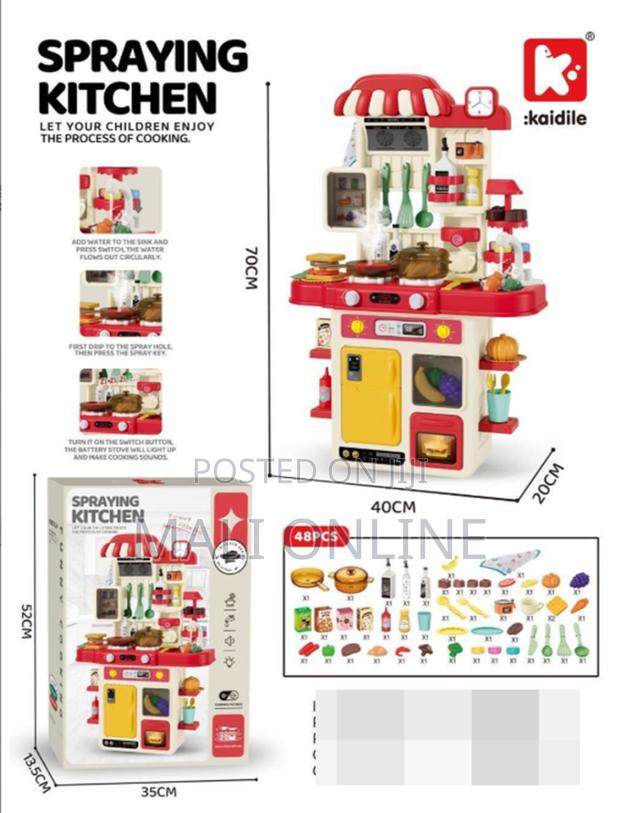 Kids Kitchen Playset 70cm Tall With Running Water 48 PCS Playing Toys