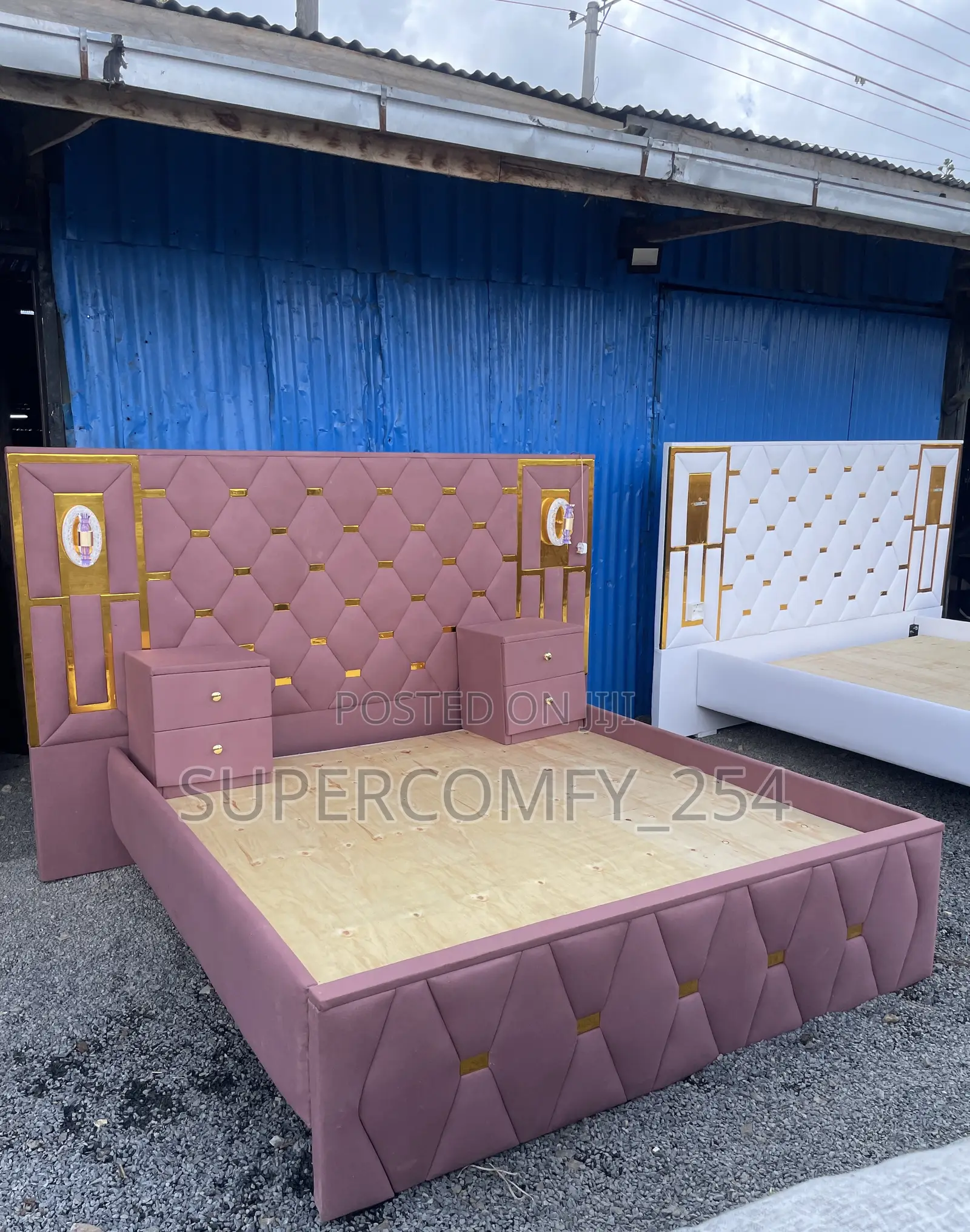 Extended Headboard Bed With Lights and Drawers