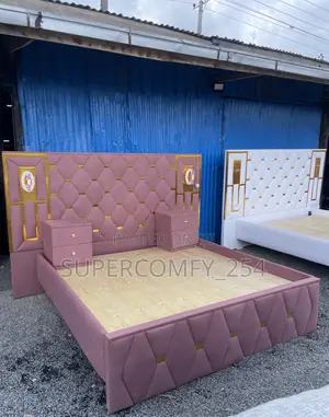Extended Headboard Bed With Lights and Drawers