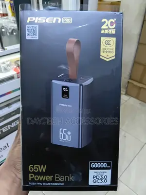 Pisen Power Bank 60000mah 65w Super Fast Charging - Black