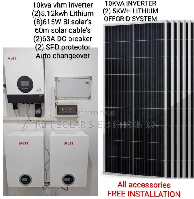 10 Kva VHM Hybrid - (2) 5.12kwh Lithium Battery - (8)615w Bifacial Kit