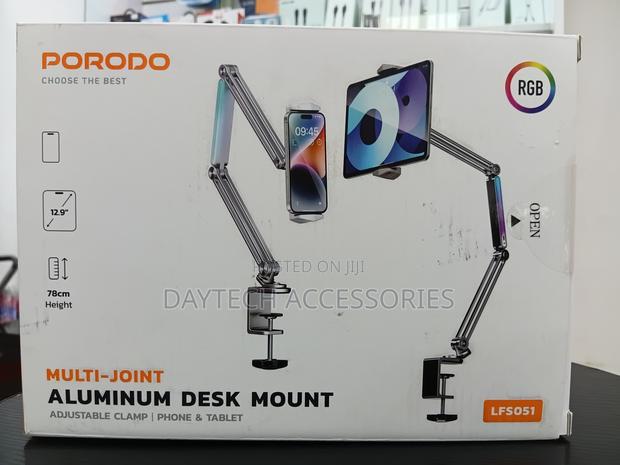 Porodo Multi-Joint Aluminum Phone Tablet Desk Mount (Model Lfs051)