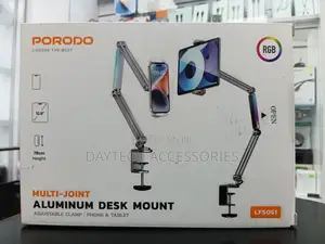 Porodo Multi-Joint Aluminum Phone Tablet Desk Mount (Model Lfs051)